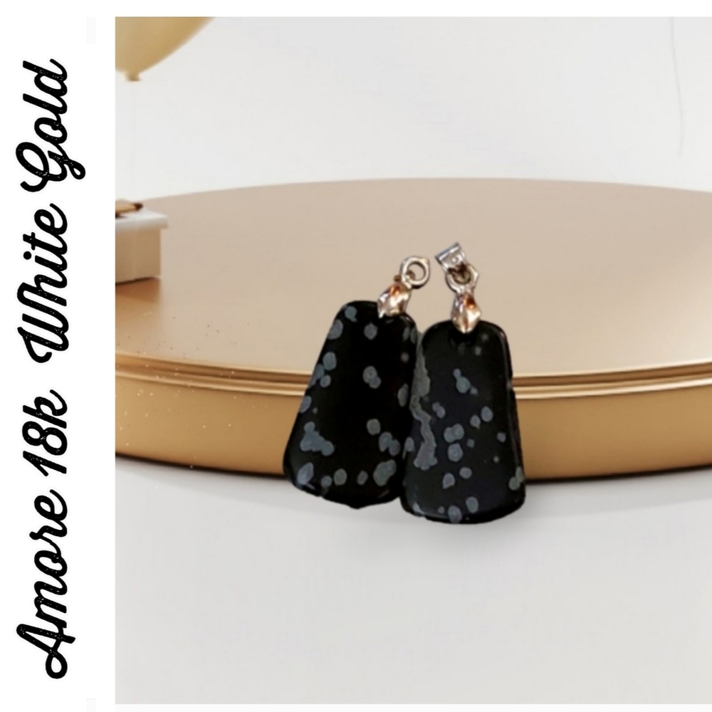 Amore Snowflake Obsidian Stone Earrings